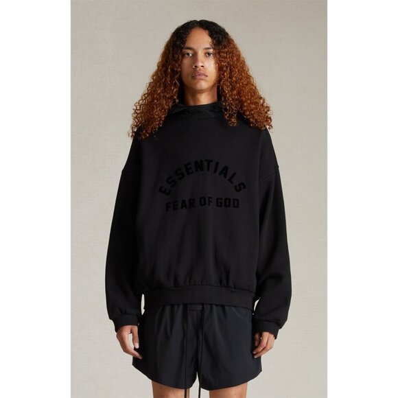 Fear of God Essentials Core Collection Nylon black Fleece Hoodie Size S - Picture 1 of 8